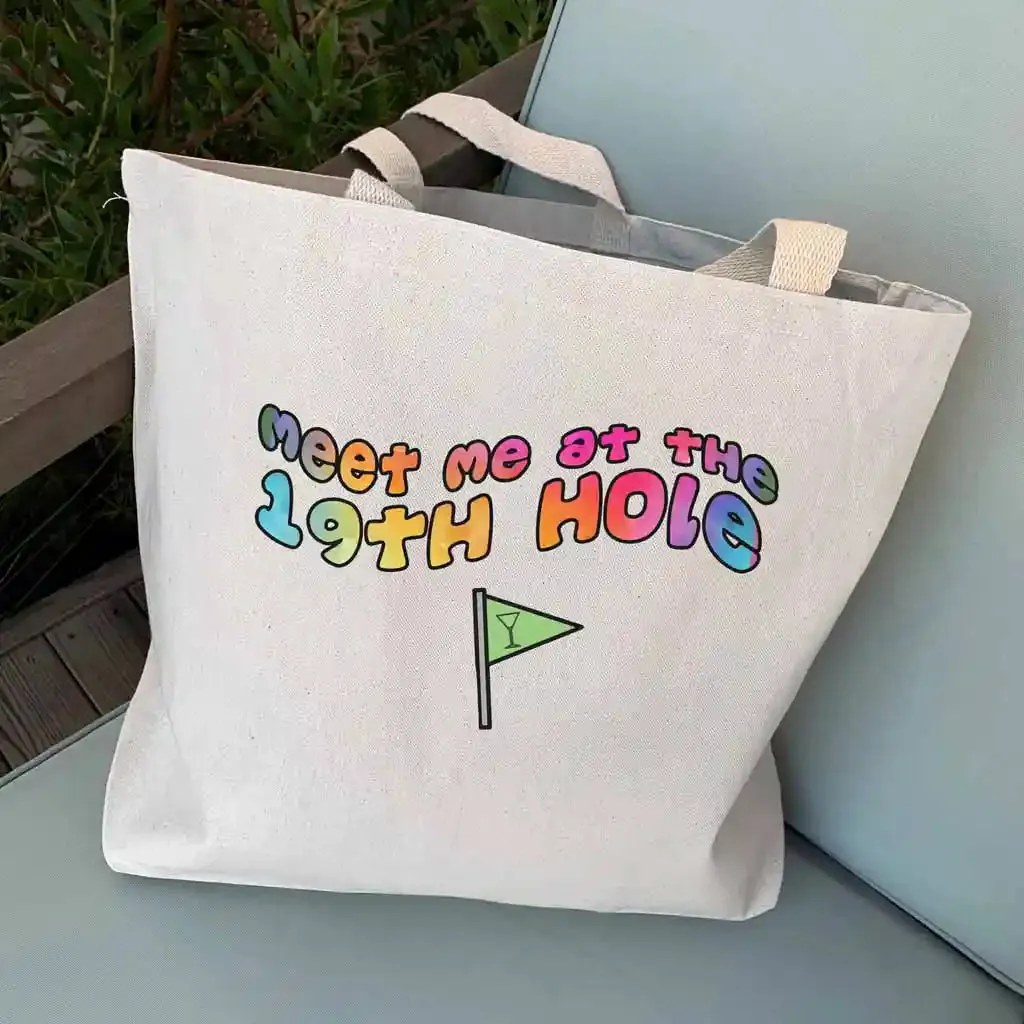 19th Hole Cotton Canvas Tote Bag for Golfer