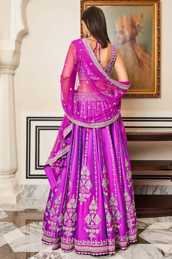 Aadab Lehenga Set - Vivid Violet