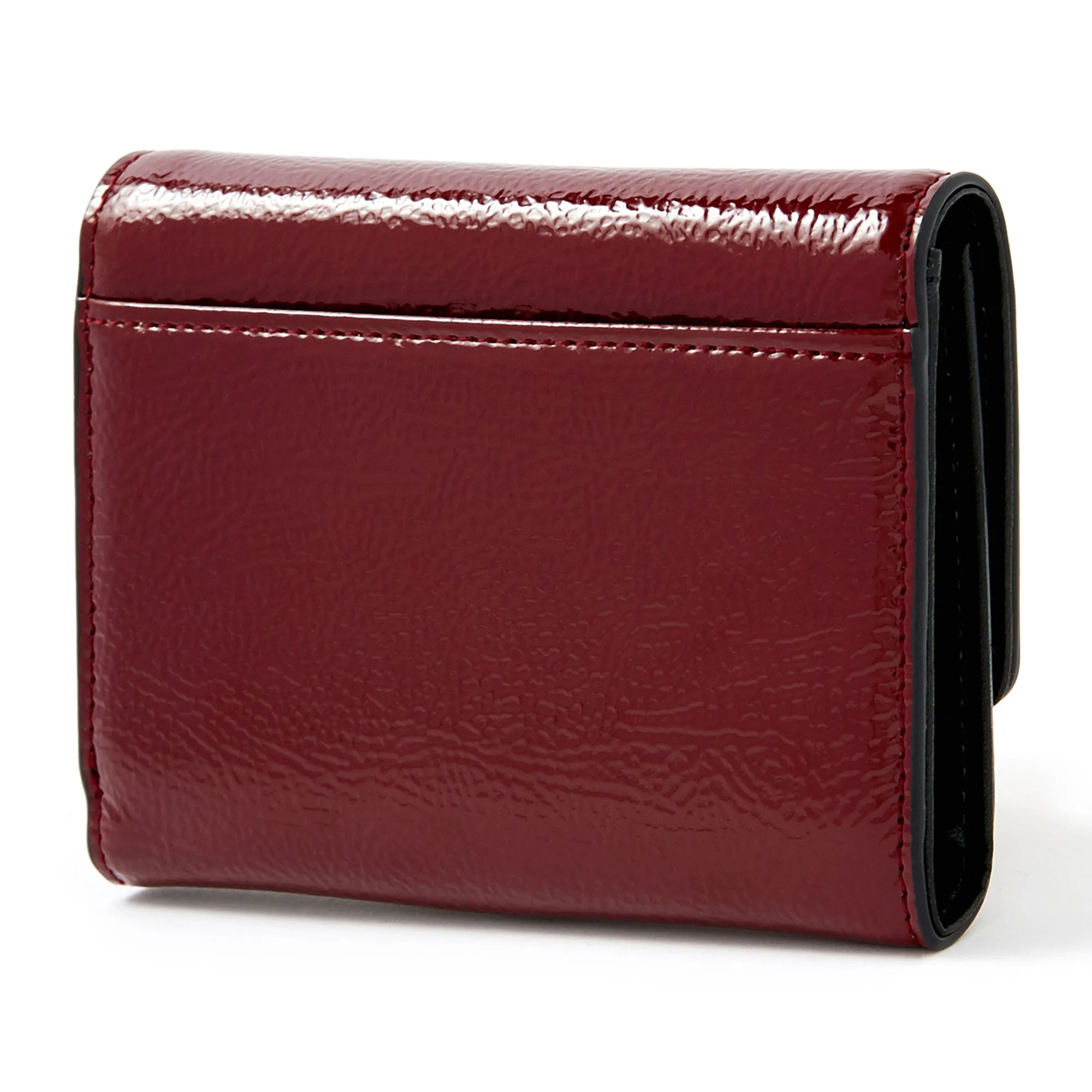 Accessorize London Women's Faux Leather Burgundy Patent Lock Wallet Purse