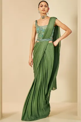 Aelfdene Embroidered Pre-draped Chiffon Saree