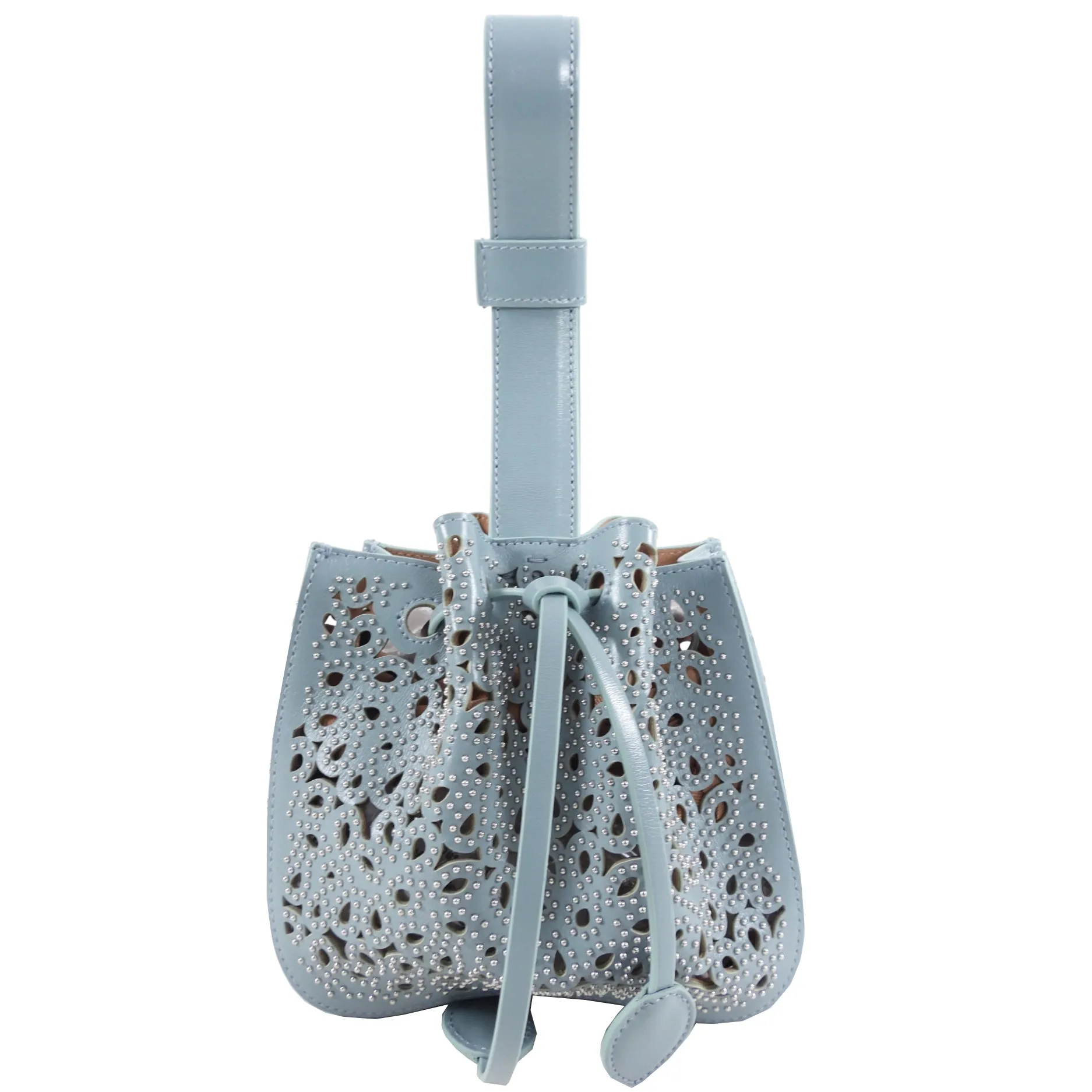 Alaia Light Blue Stud Rose Marie 16 Mini Bag