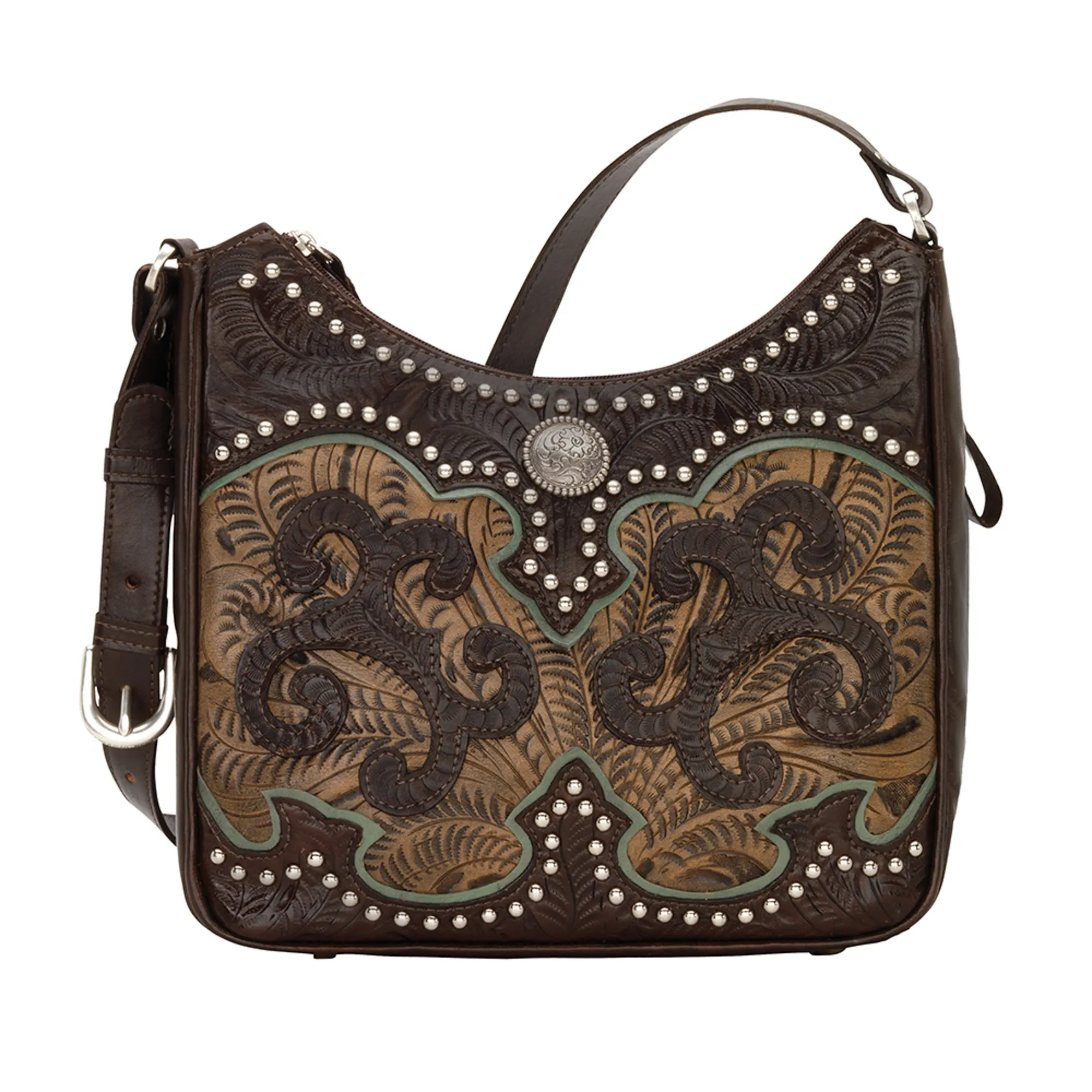 American West Annie's Secret Collection Chocolate Leather Shoulder Bag