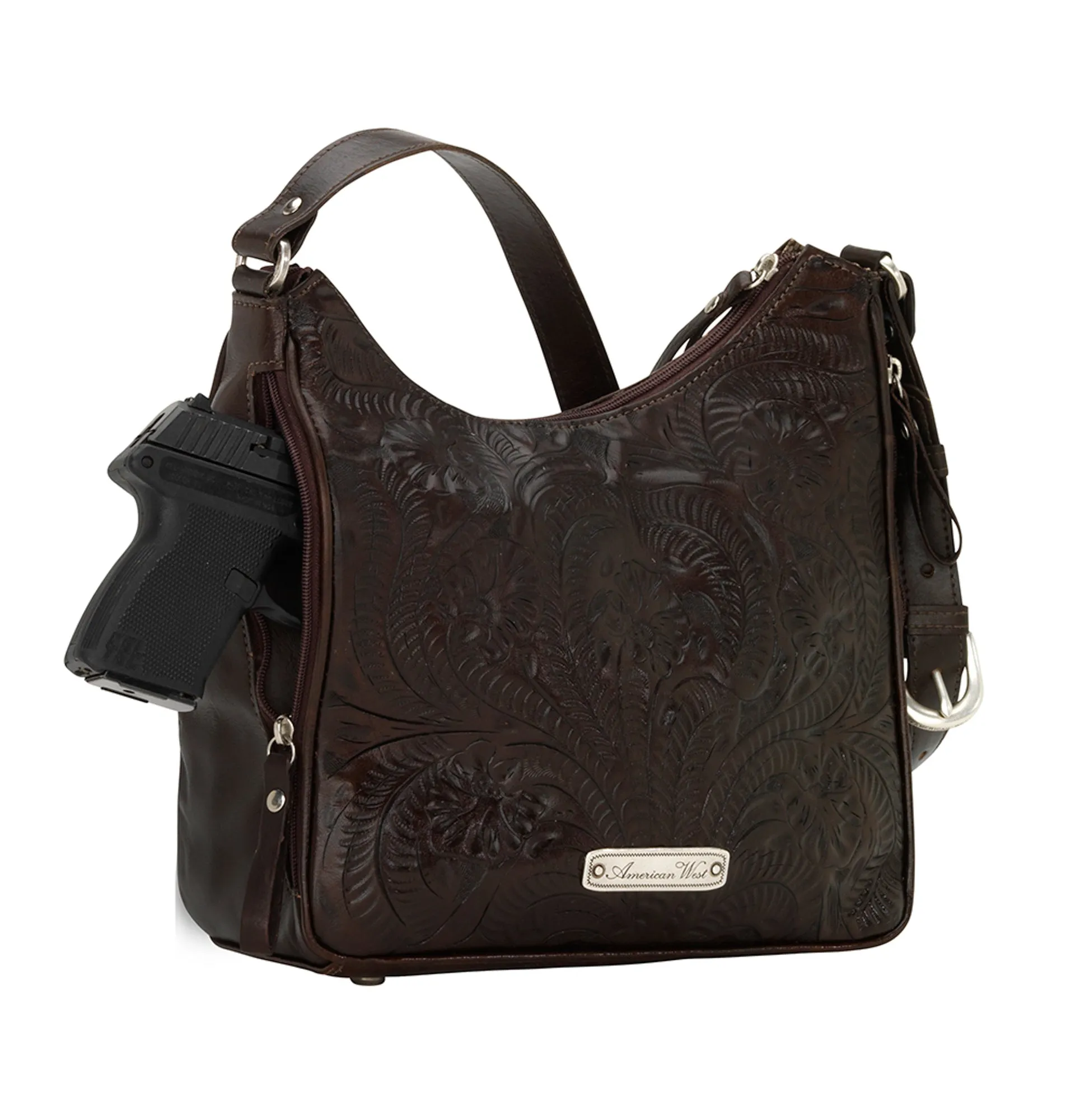 American West Annie's Secret Collection Chocolate Leather Shoulder Bag