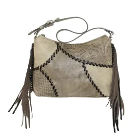 American West Gypsy Patch Sand Leather 11x9x3 Zip Top Shoulder Bag