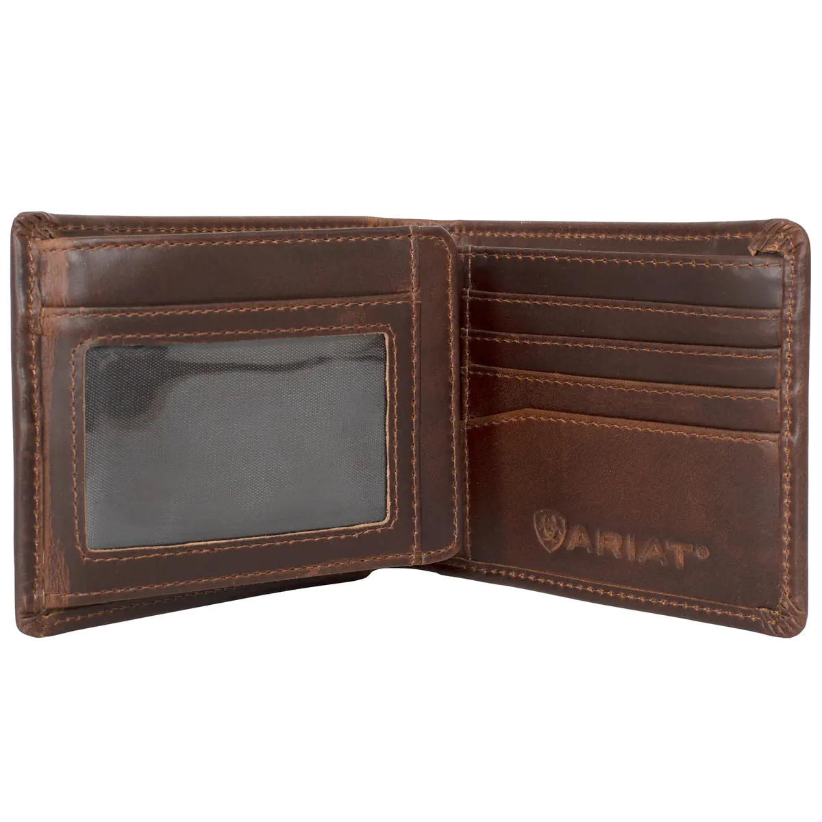 Ariat Mens Bi Fold Wallet Rich Brown