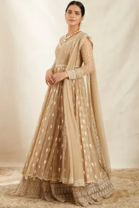 Beige and Cream Sharara Set