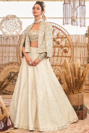 Beige Noor Jacket & Lehenga Set