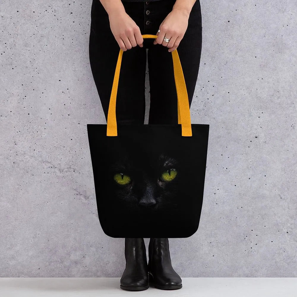 Black Carrier Bag / Photo Of Black Cat / Shoulder Bag / Made of natural cotton