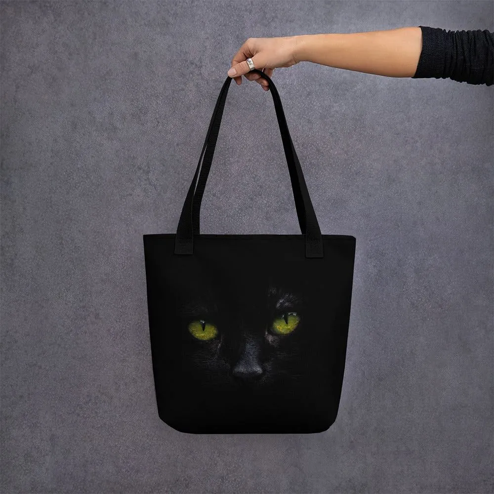 Black Carrier Bag / Photo Of Black Cat / Shoulder Bag / Made of natural cotton