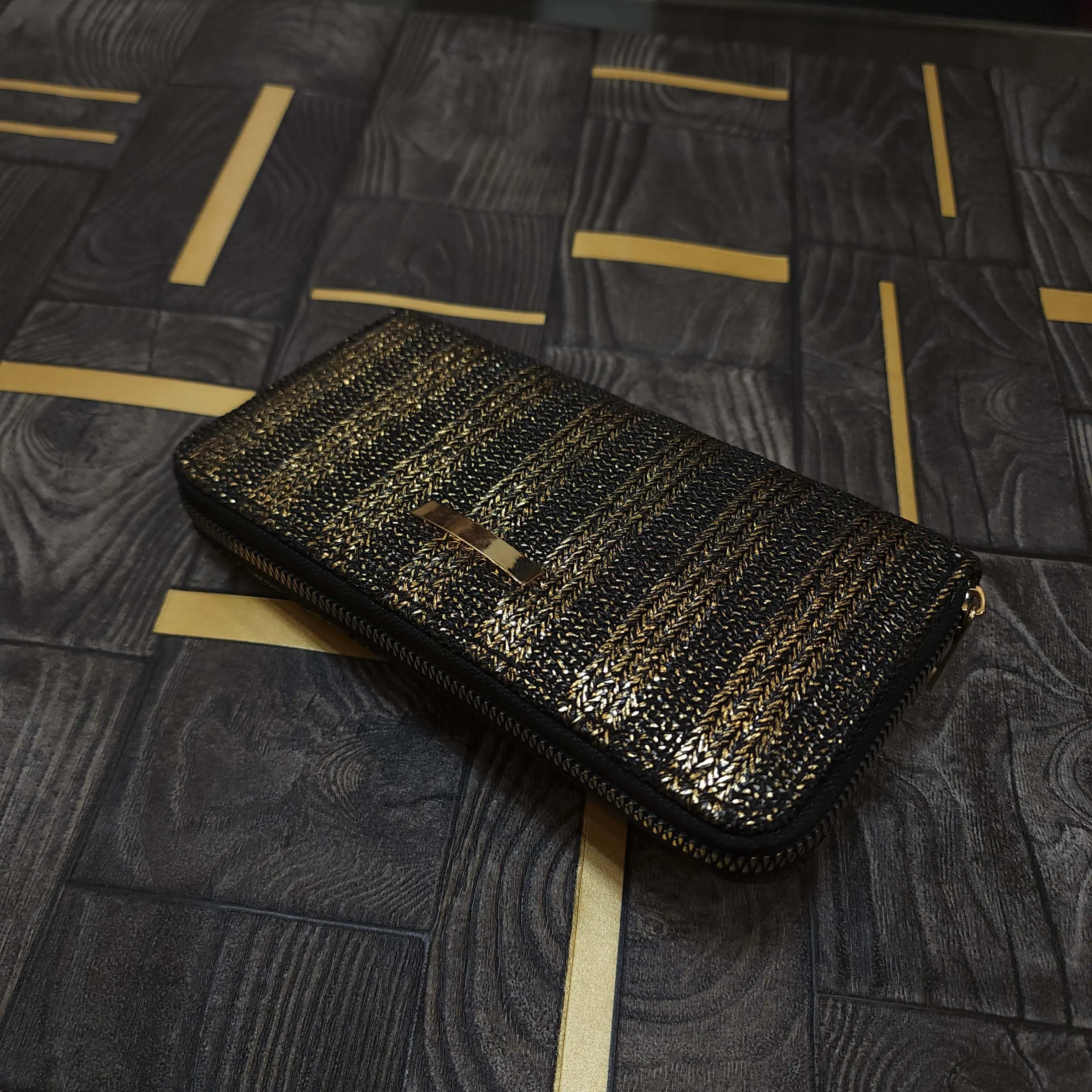 Black Gold Stripe Wallet