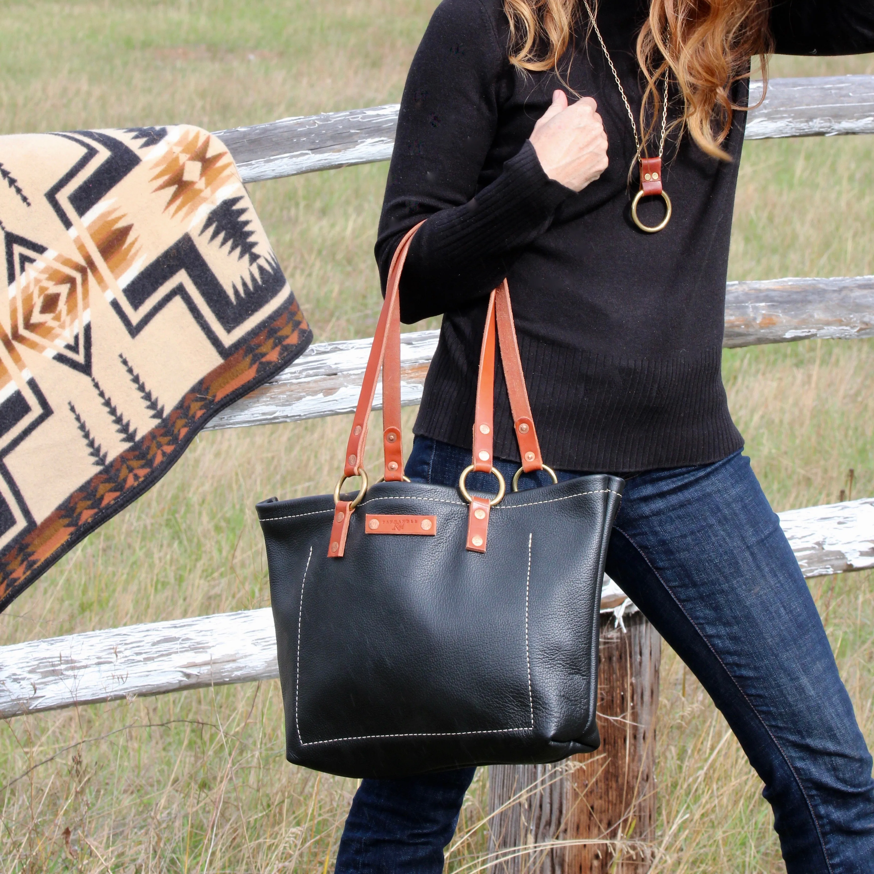 Black Leather Tote Bag