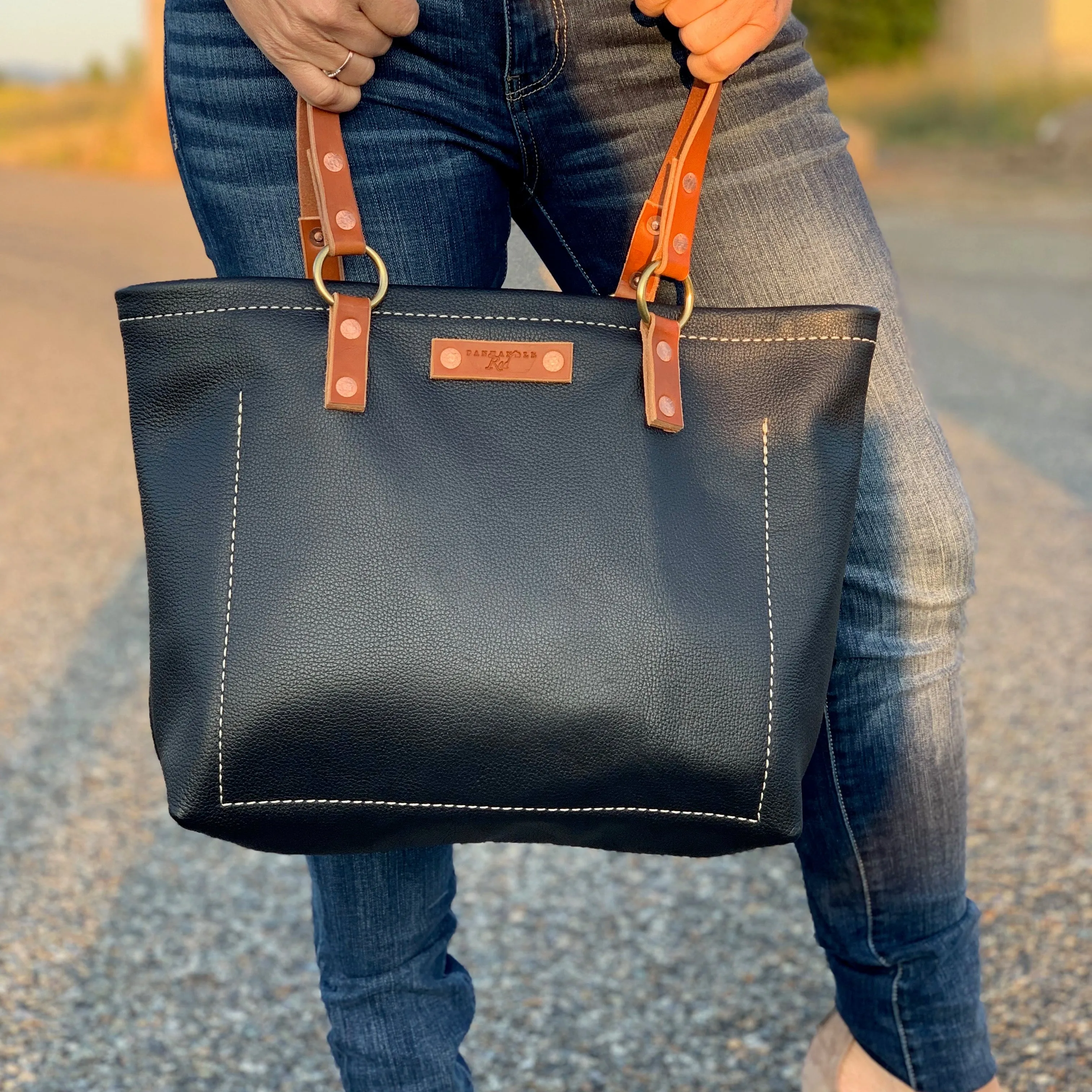 Black Leather Tote Bag