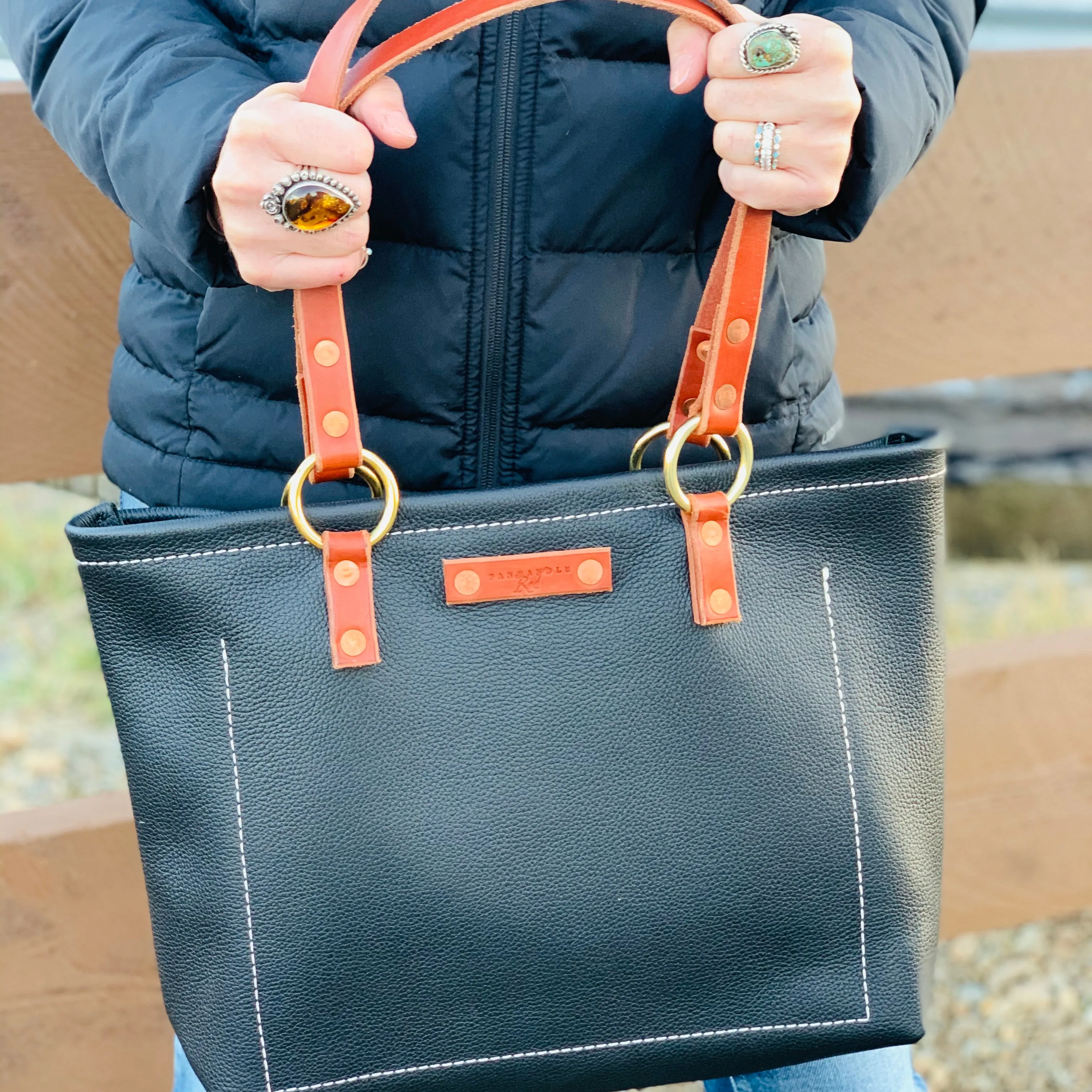 Black Leather Tote Bag