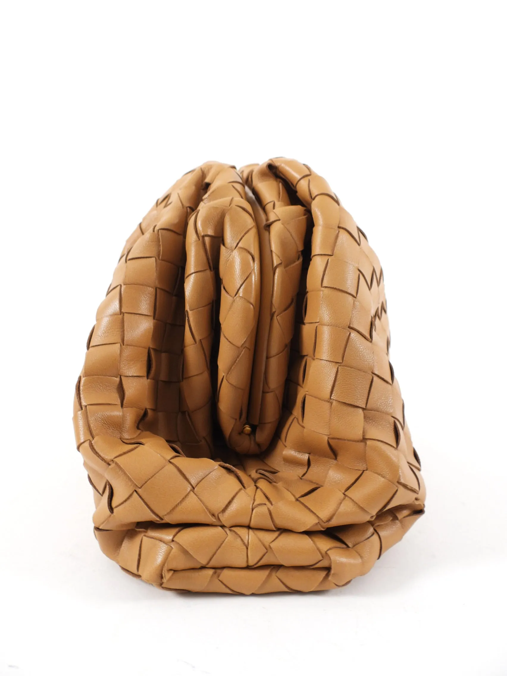 Bottega Veneta Caramel Intrecciato Leather Pouch Clutch Bag