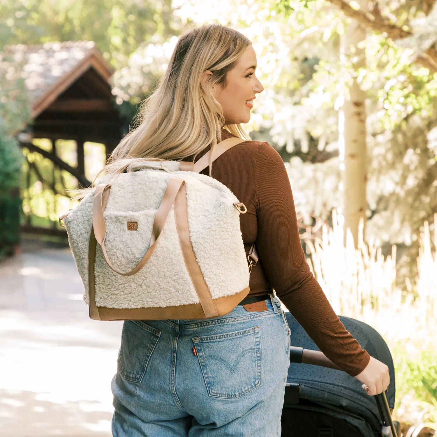 Butterscotch Sherpa Teddy Tote Backpack