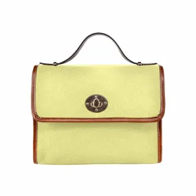 Canvas Handbag - Pastel Yellow Bag / Brown Crossbody Strap