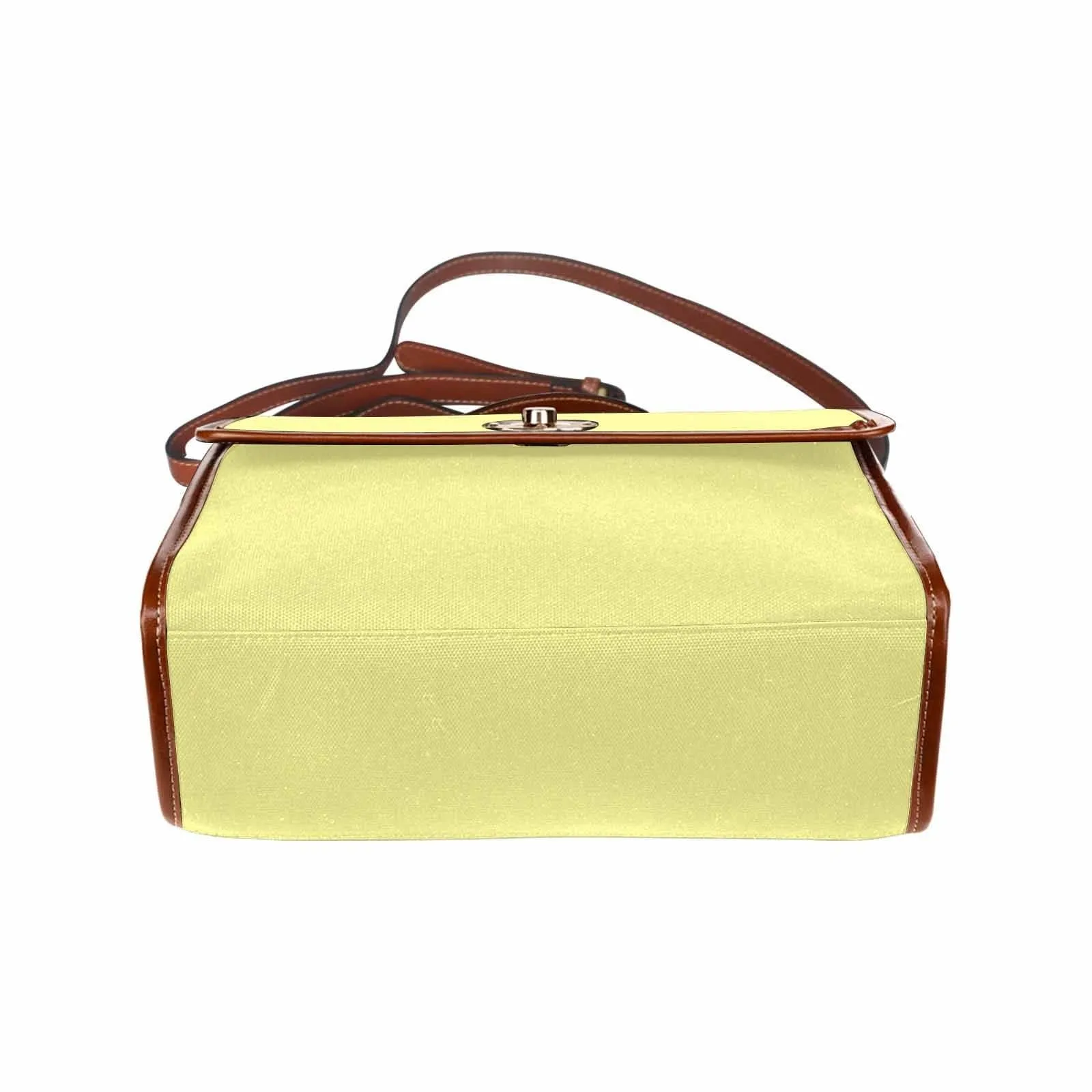 Canvas Handbag - Pastel Yellow Bag / Brown Crossbody Strap