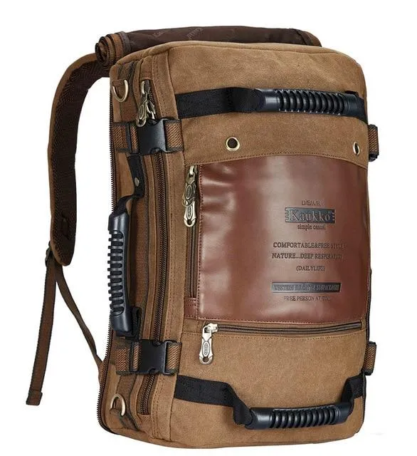 Canvas Leather Multi-functional 20 to 35 Litre Backpack