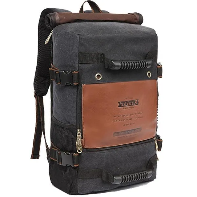 Canvas Leather Multi-functional 20 to 35 Litre Backpack