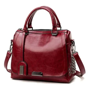 Casual Oil Wax PU Leather Tote Bag, Shoulder Bag and Handbag