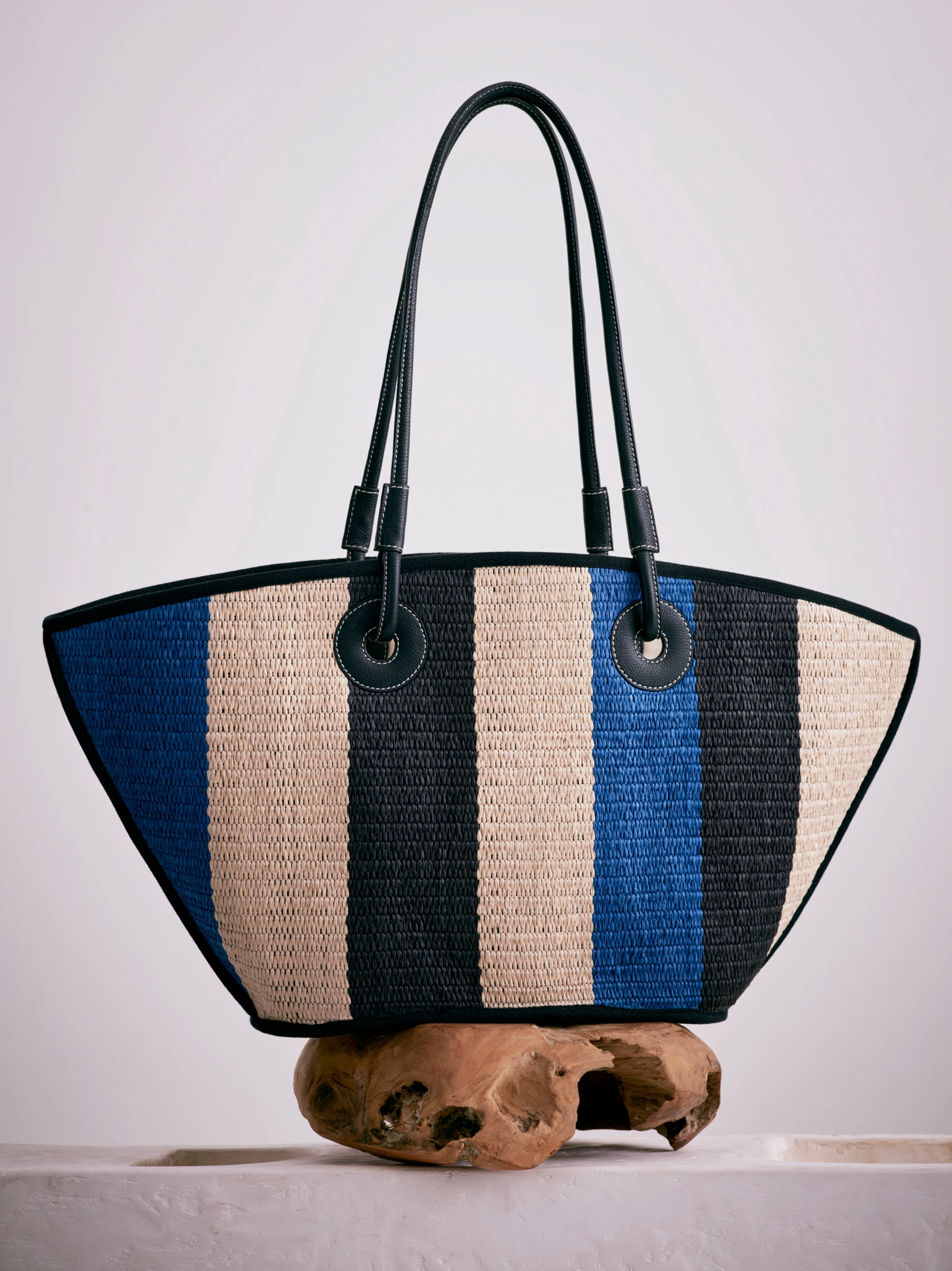 Collagerie Raffia Striped Tote | Multi