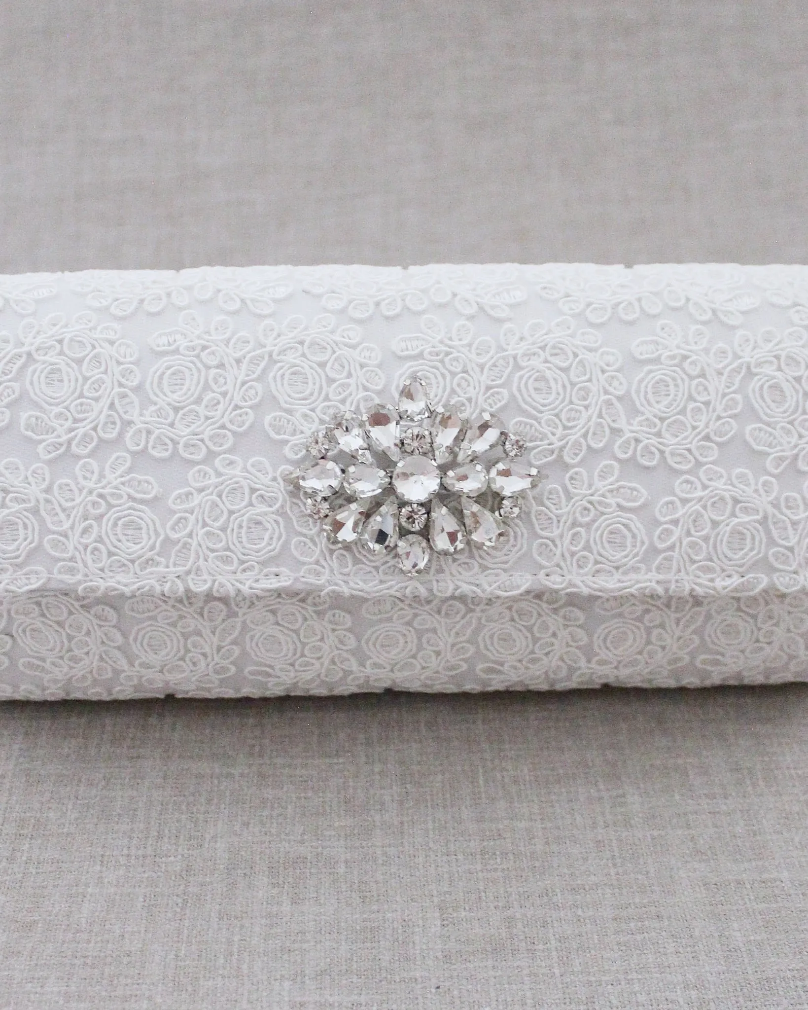 Crochet Wedding Clutch with Cluster Teardrop Brooch