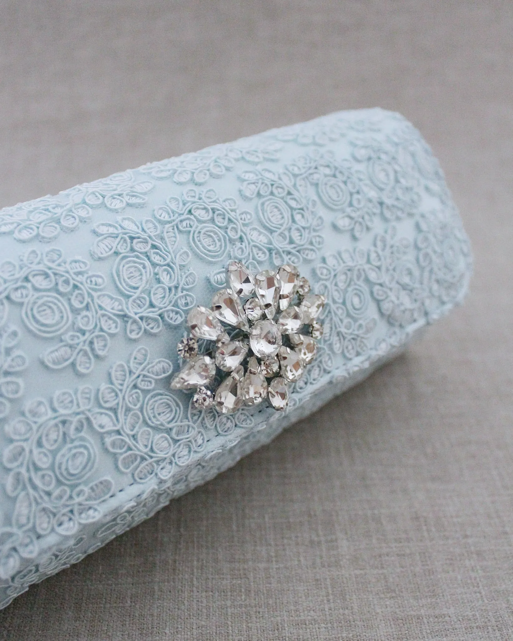 Crochet Wedding Clutch with Cluster Teardrop Brooch