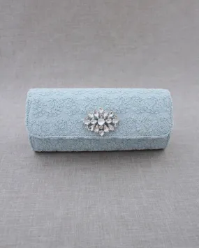 Crochet Wedding Clutch with Cluster Teardrop Brooch