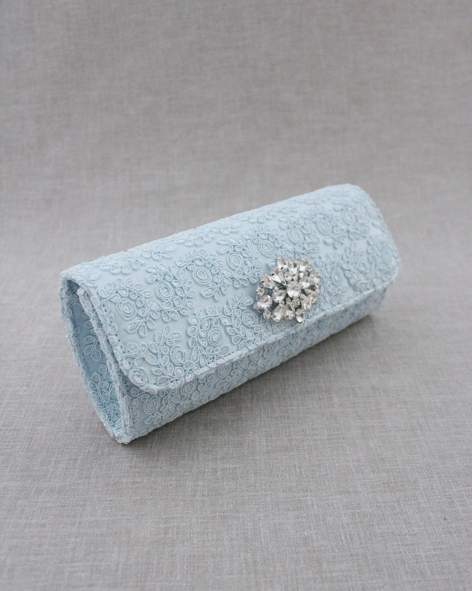 Crochet Wedding Clutch with Cluster Teardrop Brooch