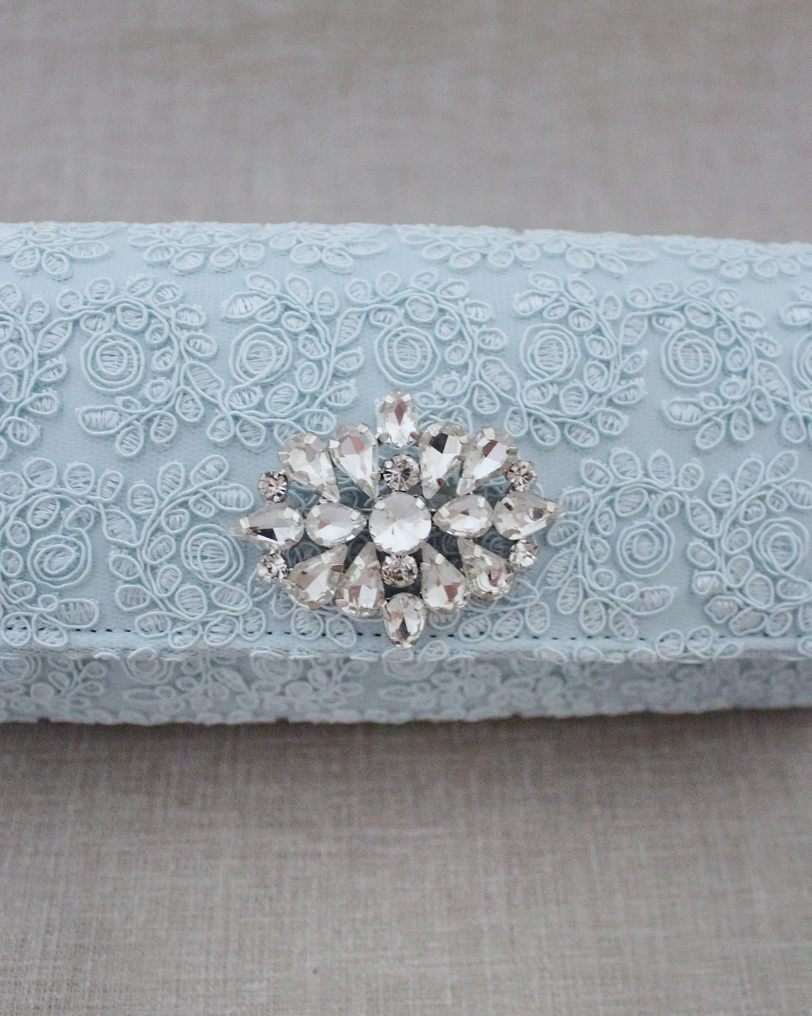 Crochet Wedding Clutch with Cluster Teardrop Brooch