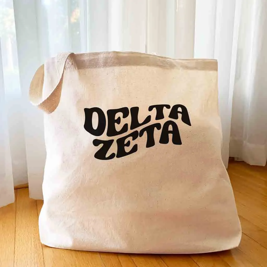 Delta Zeta Large Canvas Sorority Tote Bag with Simple Mod Design