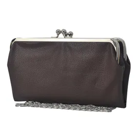 Double Frame Chocolate Brown NGIL Vintage Style Wallet