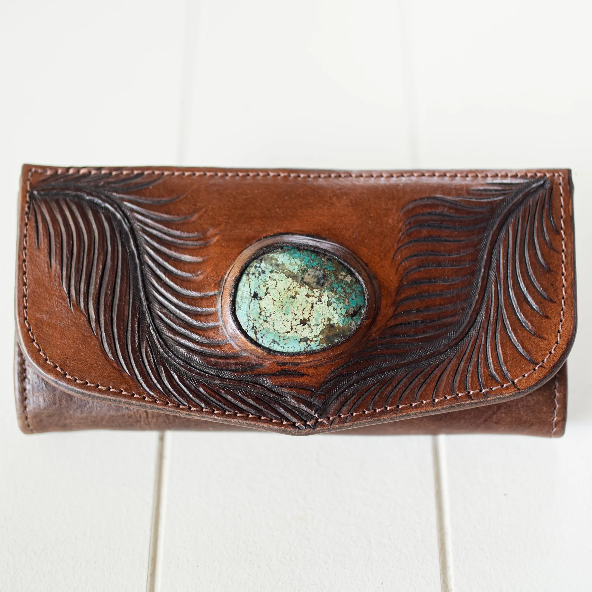 Eagle Feather Wallet with Turquoise