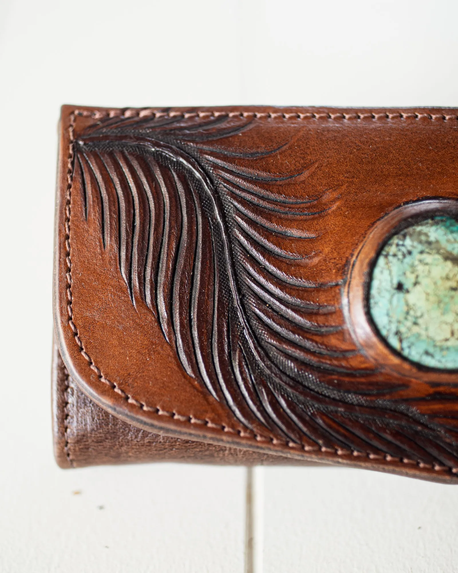 Eagle Feather Wallet with Turquoise