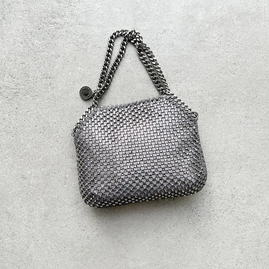 Falabella Mini Evening Crystal Mesh, Fog