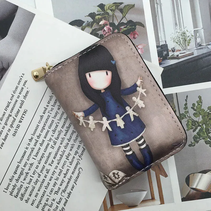 Fashion Women's Identity Card Holder Mini Wallet PU Leather High Quality Cute Small Money Clip Wallet Anime Coin Short Purse