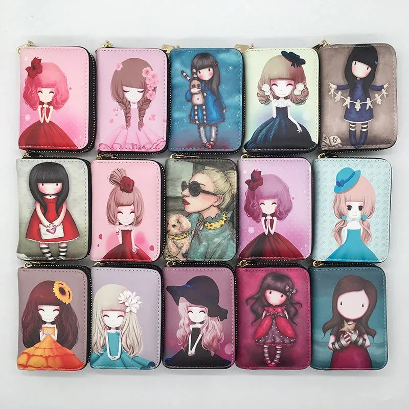 Fashion Women's Identity Card Holder Mini Wallet PU Leather High Quality Cute Small Money Clip Wallet Anime Coin Short Purse