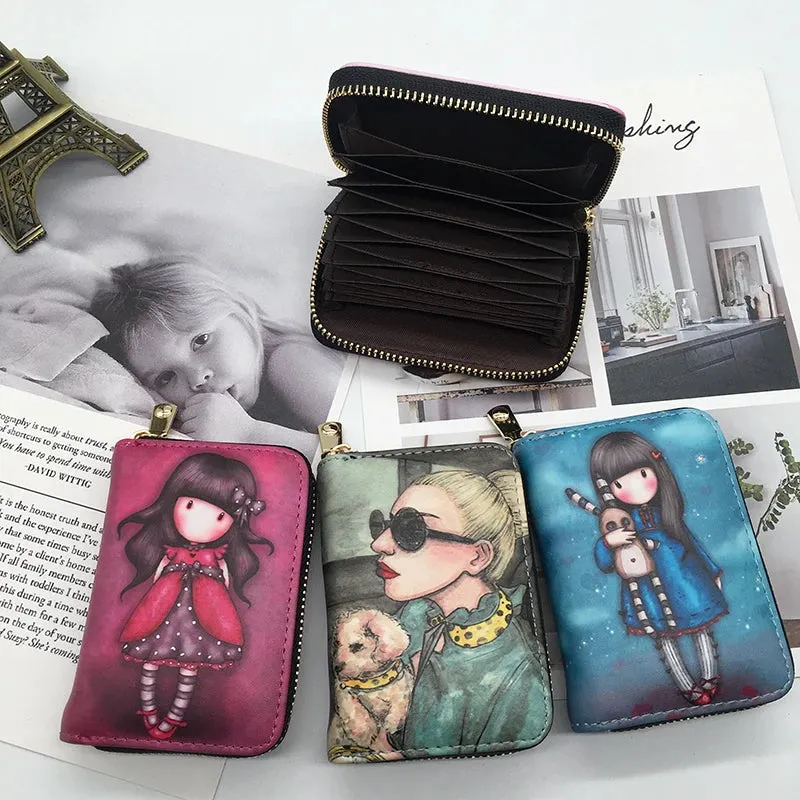 Fashion Women's Identity Card Holder Mini Wallet PU Leather High Quality Cute Small Money Clip Wallet Anime Coin Short Purse