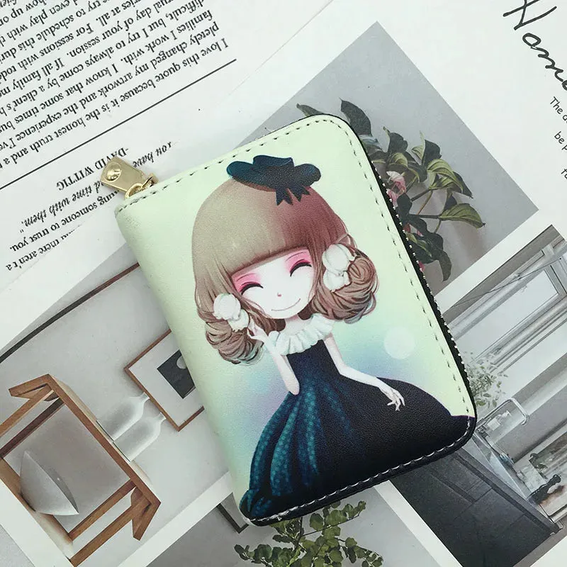 Fashion Women's Identity Card Holder Mini Wallet PU Leather High Quality Cute Small Money Clip Wallet Anime Coin Short Purse