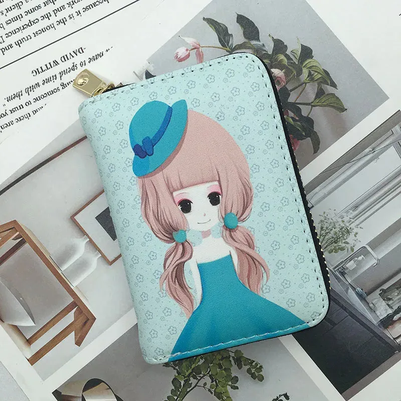 Fashion Women's Identity Card Holder Mini Wallet PU Leather High Quality Cute Small Money Clip Wallet Anime Coin Short Purse