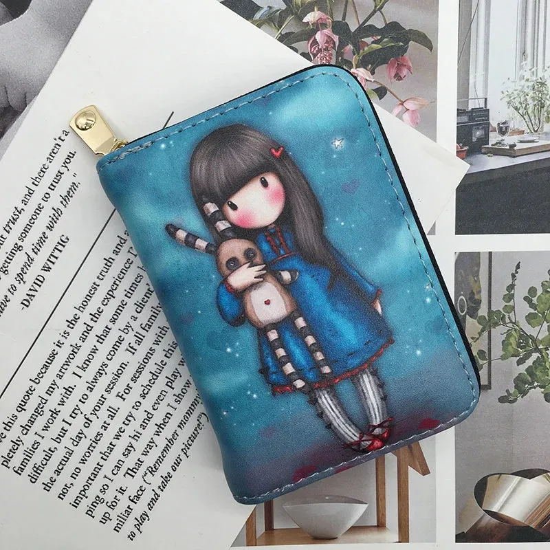 Fashion Women's Identity Card Holder Mini Wallet PU Leather High Quality Cute Small Money Clip Wallet Anime Coin Short Purse