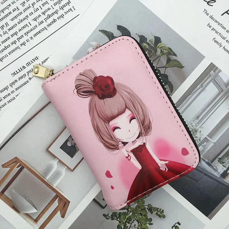 Fashion Women's Identity Card Holder Mini Wallet PU Leather High Quality Cute Small Money Clip Wallet Anime Coin Short Purse