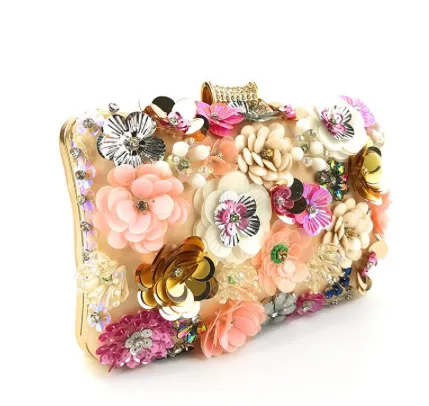 GF2108 Floral Textured Clutch Gold