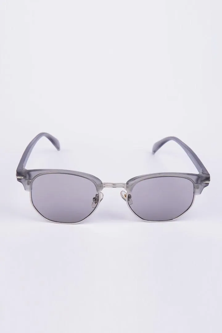 Half Rim Round Sunglasses - Grey