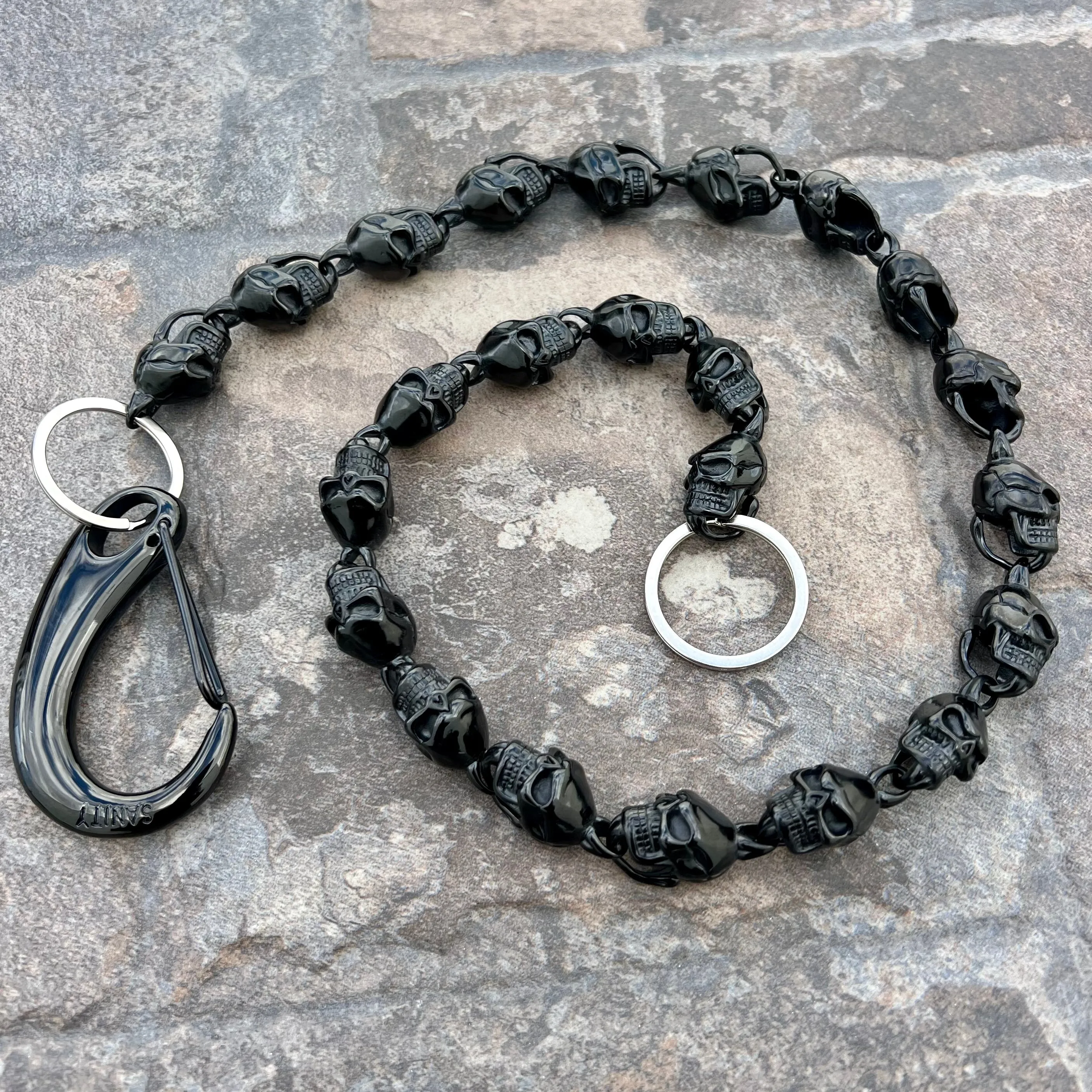 Hellride Custom Skull Wallet Chain Black 1 - W/ Sanity’s Black Hook Clip