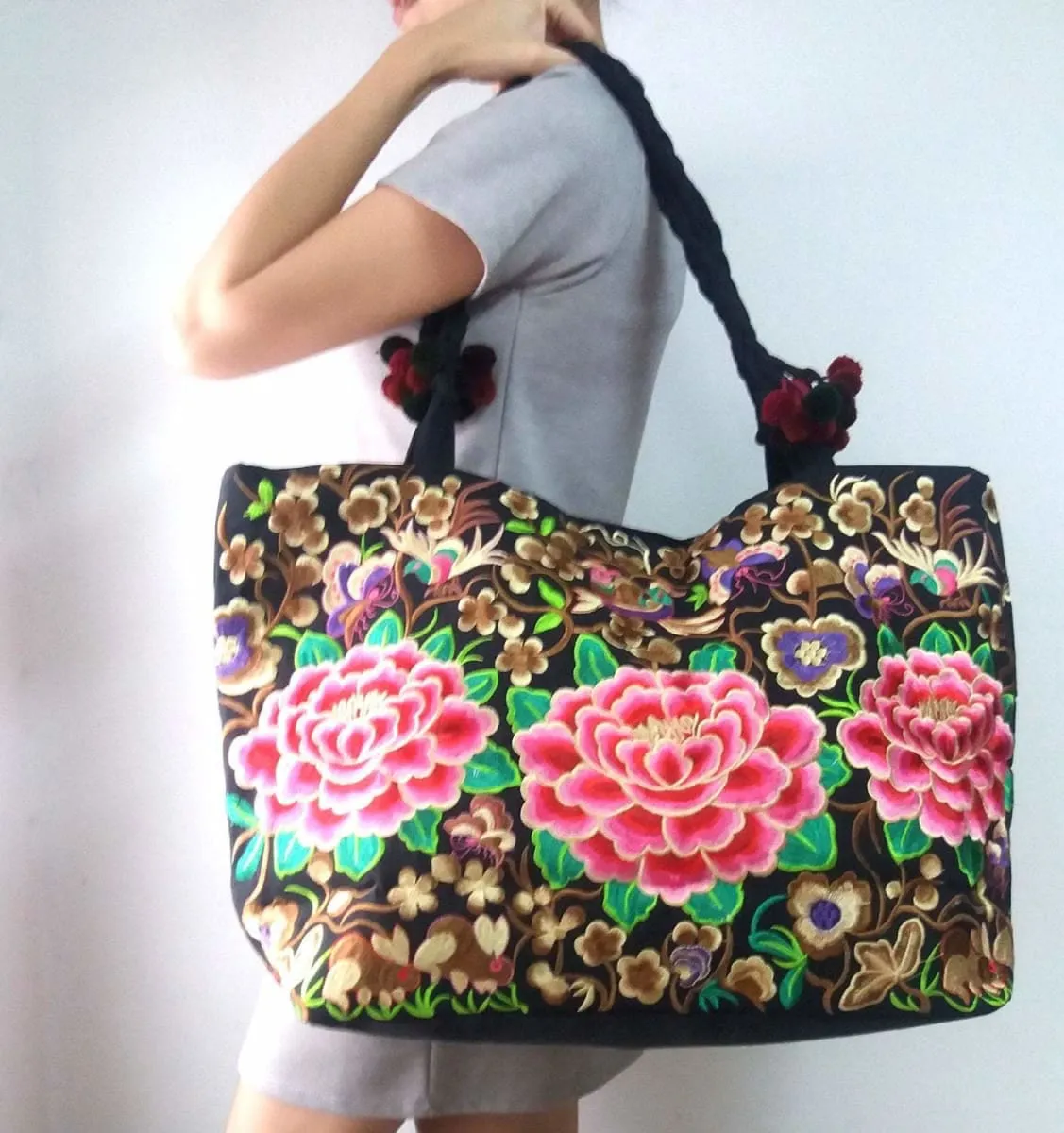 Hobo Boho Embroidered Thai Tote