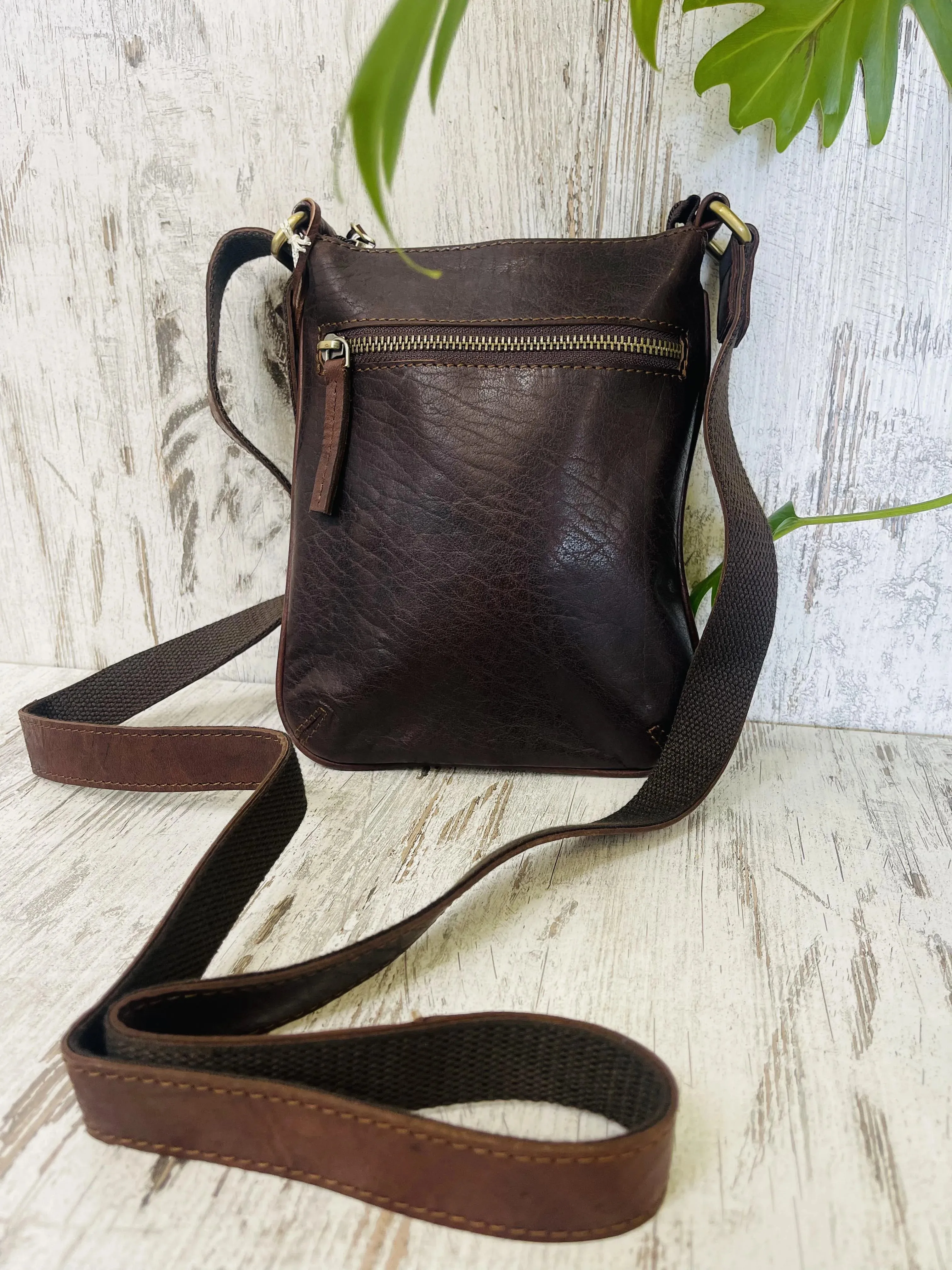 Kimberly Leather Crossbody Sling Bag - Brown