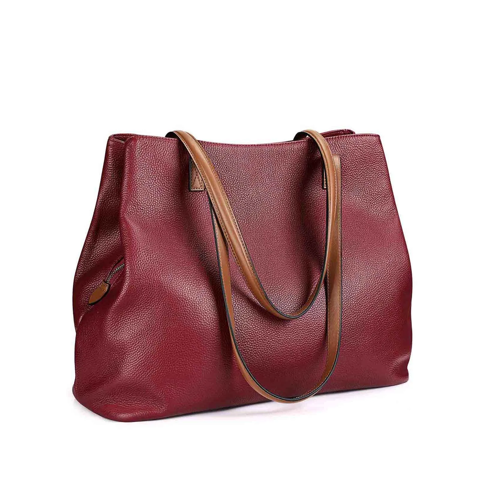 Large Grain Genuine Leather Tote