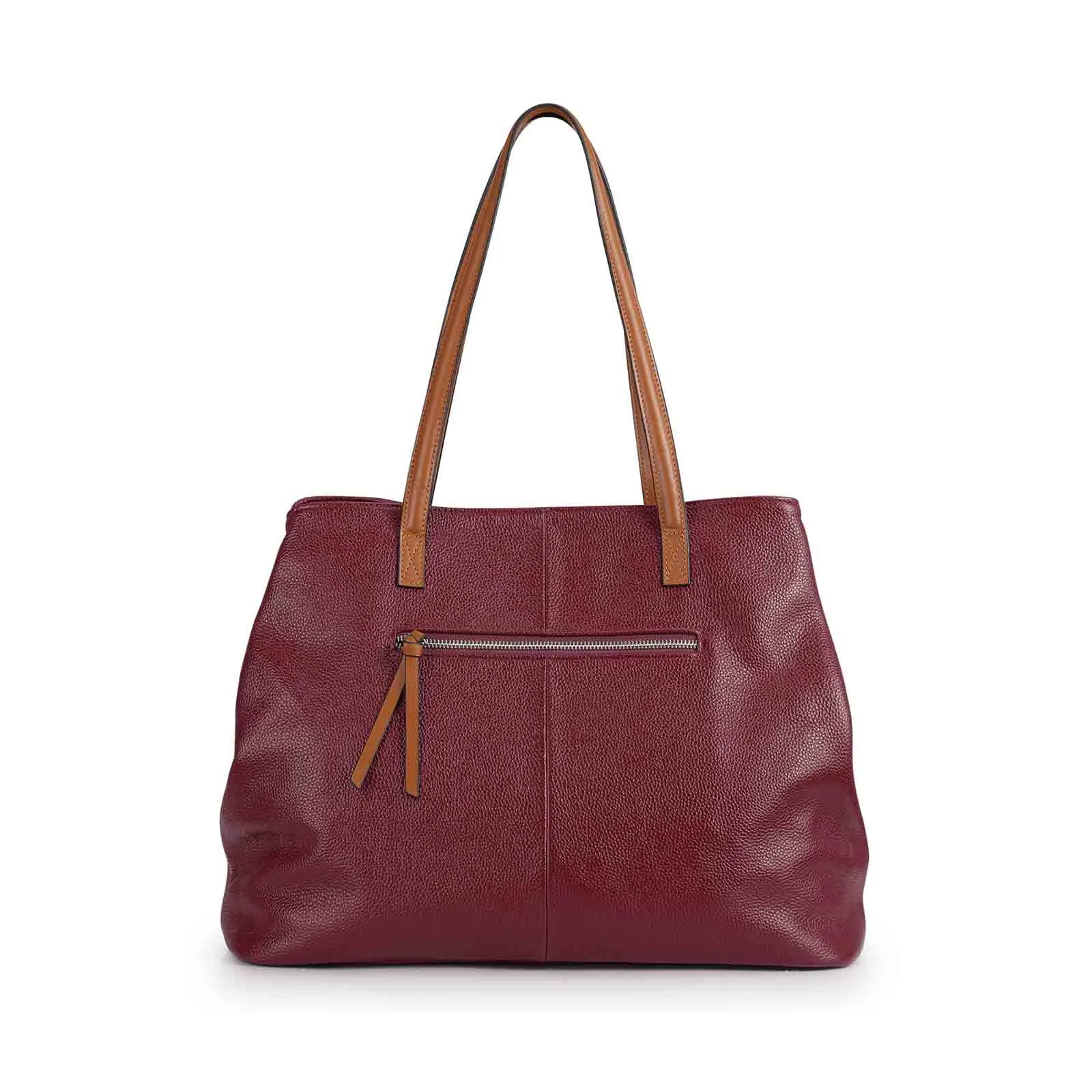 Large Grain Genuine Leather Tote