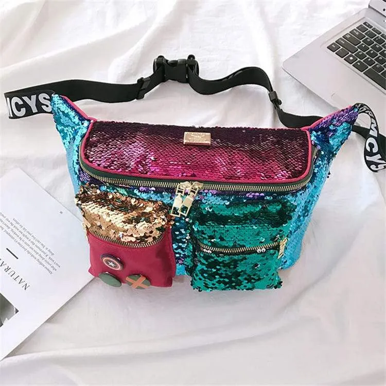 Large Multicolor Sequins Decorative Chest Bag